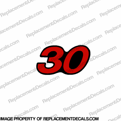 Mercury Single "30" Decal - Red  INCR10Aug2021