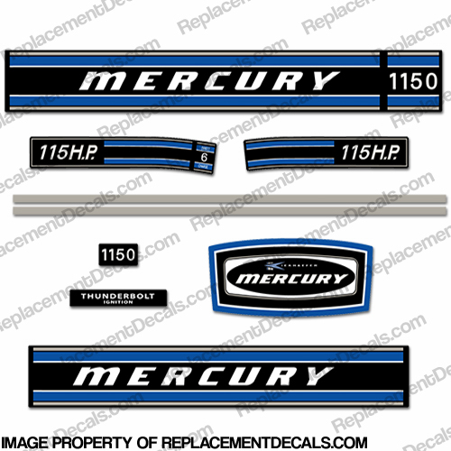 Mercury 1972 115HP Outboard Engine Decals INCR10Aug2021