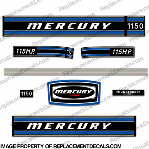 Mercury 1973 115HP Outboard Engine Decals INCR10Aug2021