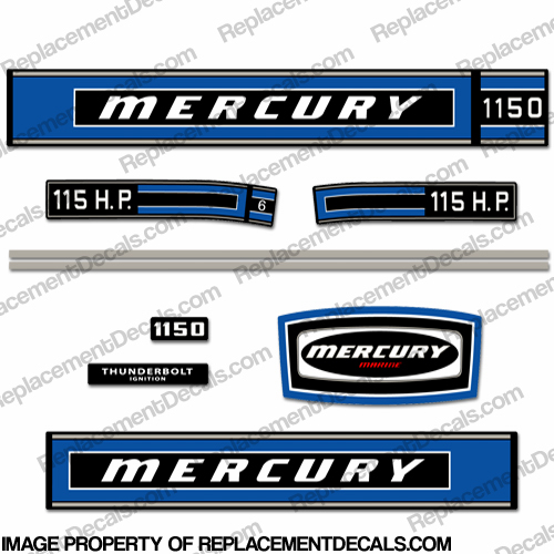 Mercury 1974 115hp Outboard Engine Decals INCR10Aug2021
