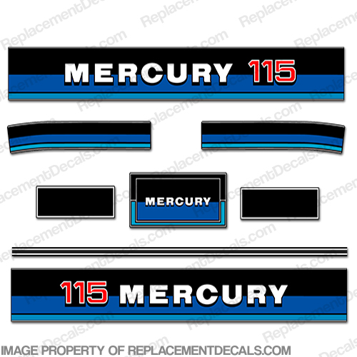 Mercury 1983 115HP Outboard Engine Decals INCR10Aug2021