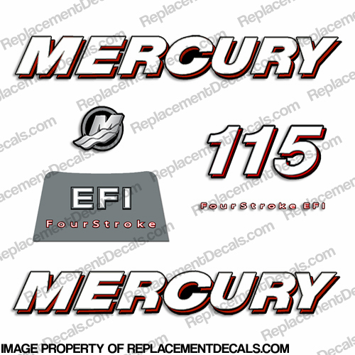 1977 MERCURY 115 HP Outboard Reproduction Decal Kit