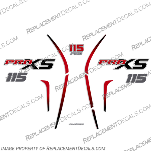 Mercury 115 PROXS New 2018 and up - Partial Kit mercury, 115, proxs, pro, xs, new, 2018, and, up, boat, decals, stickers, set, red, silver, 2019, 2020, 2021, 2022, kit, Partial,