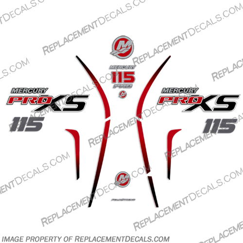 Mercury 115 PROXS New 2018 and up mercury, 115, proxs, pro, xs, new, 2018, and, up, boat, decals, stickers, set, red, silver, 2019, 2020, 2021, 2022, kit, 