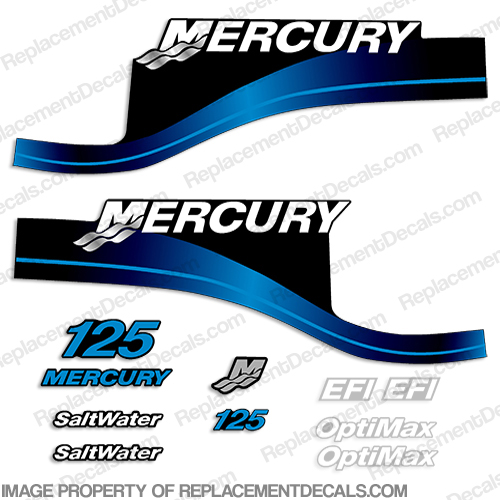 Mercury 125hp EFI/Optimax Decal Kit (Blue) INCR10Aug2021