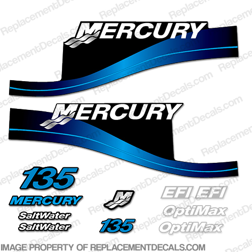 Mercury 135hp EFI/Optimax Decal Kit (Blue) INCR10Aug2021