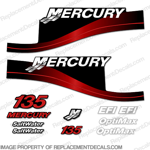 Mercury 135hp EFI/Optimax Decal Kit (Red) INCR10Aug2021