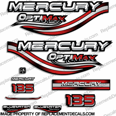 Mercury 135hp Optimax Decals - 1999 (Red) INCR10Aug2021
