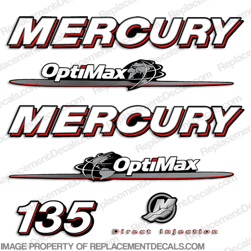 Mercury 135hp "Optimax" Decals 2007 - 2012 INCR10Aug2021
