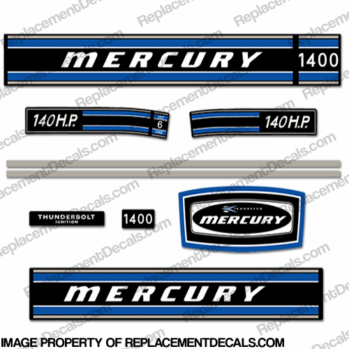 Mercury 1972 140HP Outboard Engine Decals INCR10Aug2021