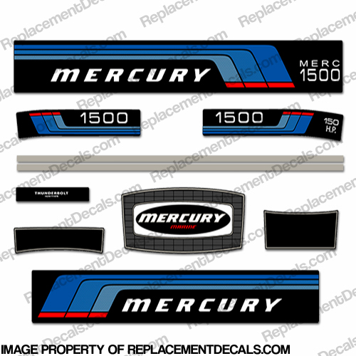Mercury 1976 150HP Thunderbolt Decal Kit INCR10Aug2021