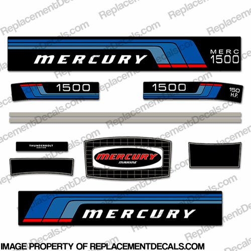 Mercury 1976 - 1977 150HP Outboard Engine Decals Mercury, 1976, 1977, 150, 150hp, Outboard, Engine, Decal, Decals
