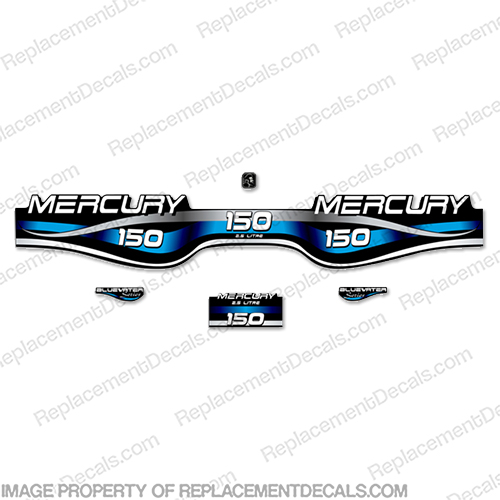 Mercury 150 HP Optimax ProXS Outboadrs Motor Blue Laminated Decals Boat 