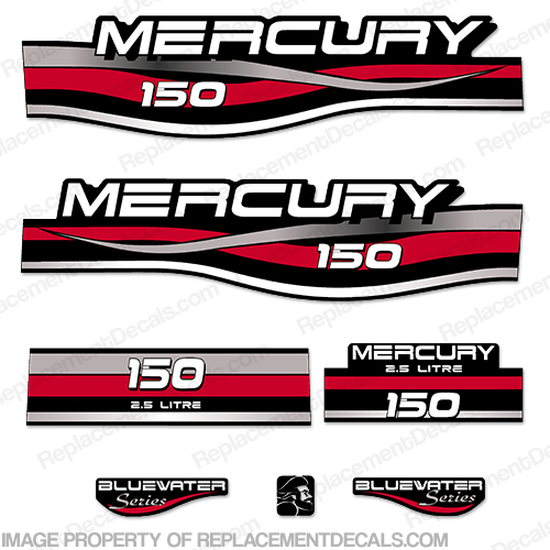 Mercury 150hp 2.5L Bluewater Series Decal Kit (Red) INCR10Aug2021