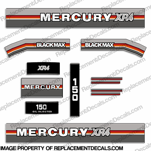 Mercury 1988 150HP XR4 BlackMax Outboard Engine Decals INCR10Aug2021