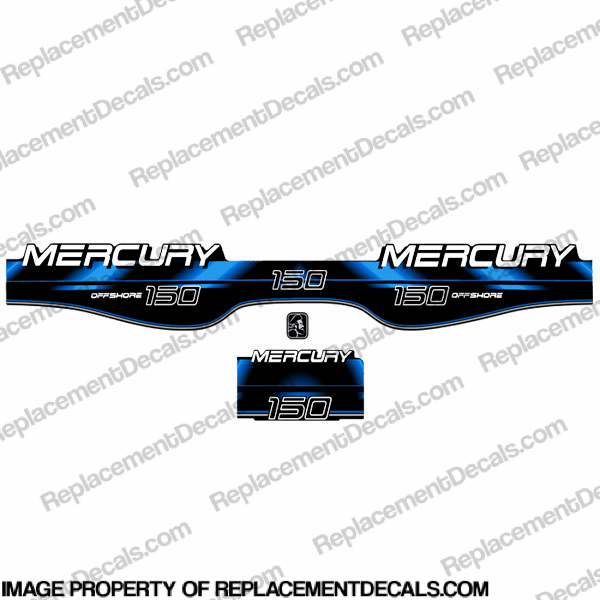thumbnail image 2 of Mercury 150hp 2-Stroke Saltwater EFI Outboard Decals/Sticker Kit – Reproduction, Made In UK By Outboard Graphics 2 of 4