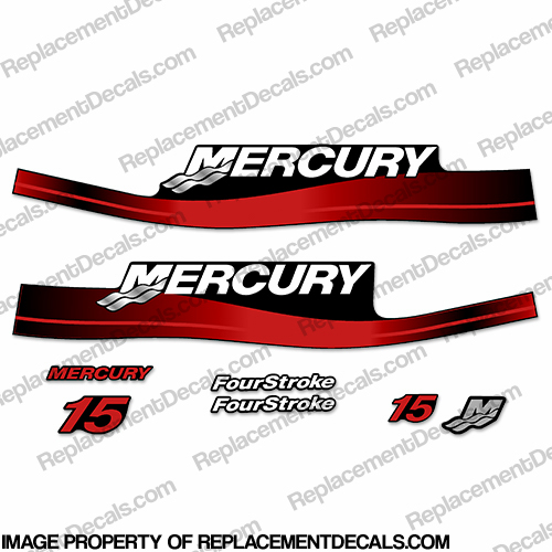 Mercury 15hp 4-Stroke Decal Kit 1999-2006 (Red) INCR10Aug2021