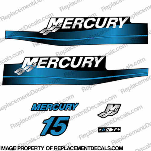 Mercury 15hp 2-Stroke Decal Kit 1999-2006 (Blue) INCR10Aug2021