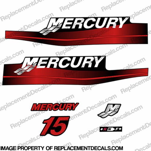 Mercury 15hp 2-Stroke Decal Kit 1999-2006 (Red) INCR10Aug2021