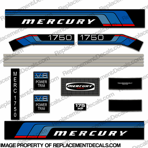Mercury 1976 175HP Outboard Engine Decals INCR10Aug2021