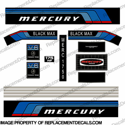 Mercury 1977 175HP Outboard Engine Decals INCR10Aug2021