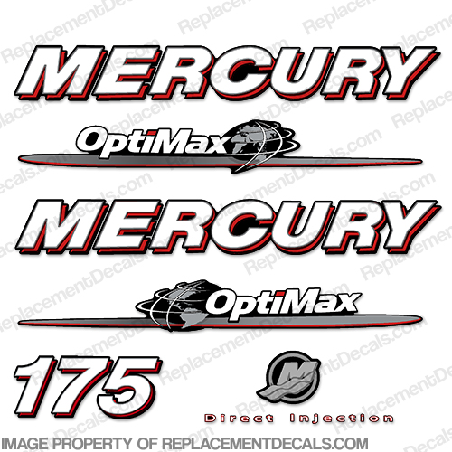Mercury 175hp "Optimax" Decals 2007 - 2012 INCR10Aug2021