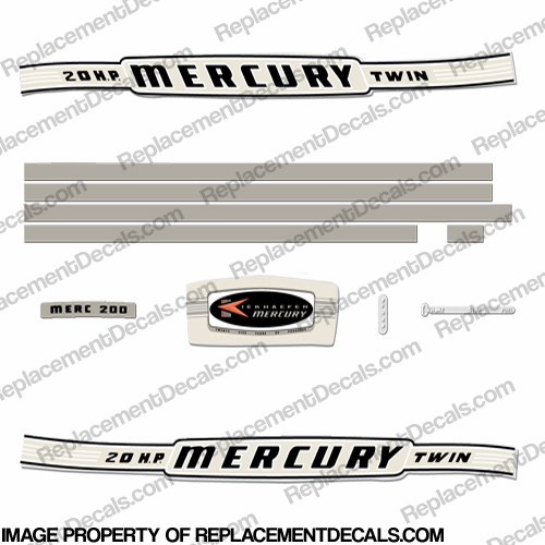 Mercury 1964 20HP Outboard Engine Decals INCR10Aug2021