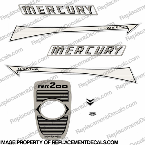 Mercury 1961 22HP Outboard Engine Decals INCR10Aug2021