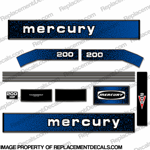 Mercury 1979 200HP Outboard Engine Decals INCR10Aug2021