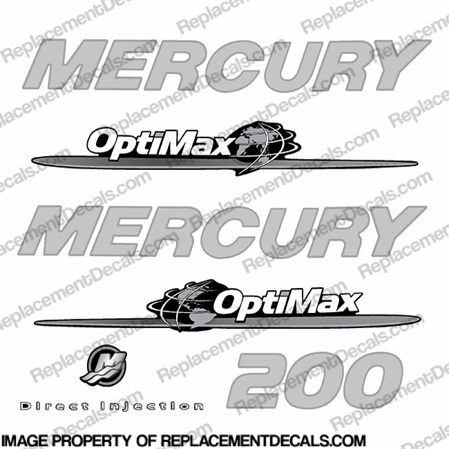 Mercury 200hp Decal Kit - Custom Design (Chrome/Silver) INCR10Aug2021