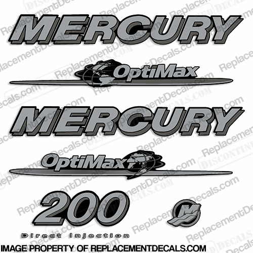 Mercury Custom 200hp 2007-2008 Optimax Decal Kit - Silver INCR10Aug2021