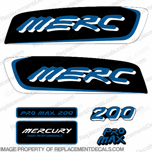 Mercury 200hp Pro Max Decal Kit - Blue/White pro. max, pro max, pro-max, promax, ProMax, INCR10Aug2021