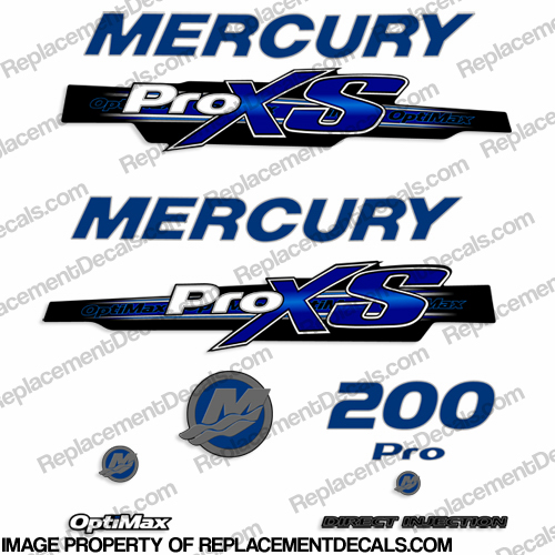 Mercury 200hp ProXS 2013+ Style Decals - Blue pro xs, optimax proxs, optimax pro xs, optimax pro-xs, pro-xs, 200 hp, INCR10Aug2021