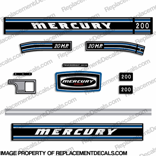 Mercury 1973 20HP Outboard Engine Decals INCR10Aug2021