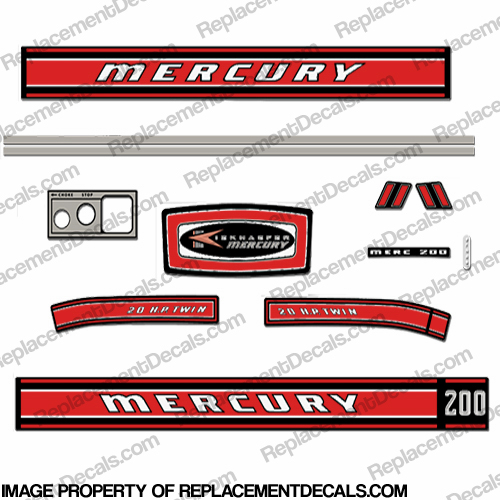 Mercury 1968 20HP Outboard Engine Decals INCR10Aug2021