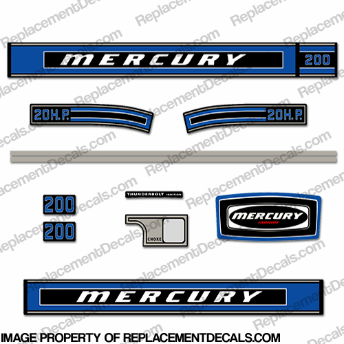 Mercury 1975 20HP Outboard Engine Decals INCR10Aug2021