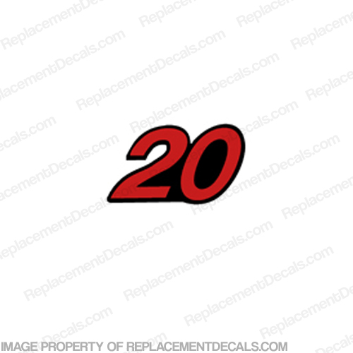 Mercury 20hp Single Number Decal 2-Stroke 1999-2006 (Red) 20 hp, 2 stroke, 1996, 2006, 2000, 2001, 2002, 2003, 2004, 2005, INCR10Aug2021