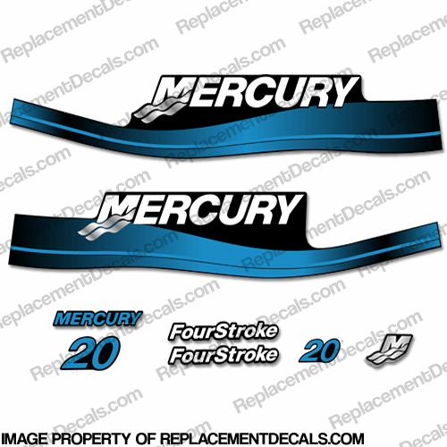 Mercury 20hp 4-Stroke Decal Kit 1999-2006 (Blue) INCR10Aug2021