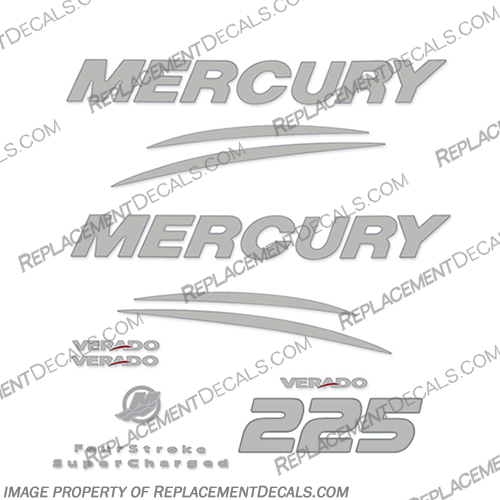 Mercury Verado 225hp Decal Kit - Chrome/Silver INCR10Aug2021