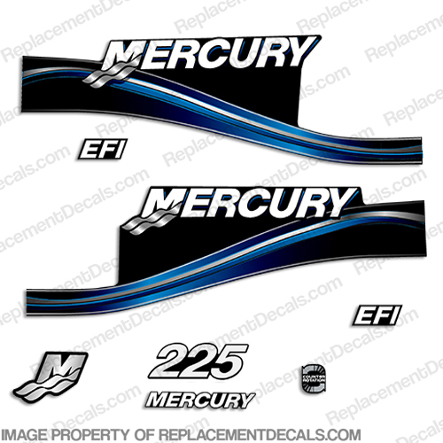 Mercury 225hp EFI Decal Kit -  2005 Style (Blue) 225, INCR10Aug2021