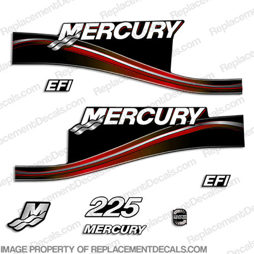 Mercury 225hp EFI Decal Kit -  2005 Style (Red) 225, INCR10Aug2021