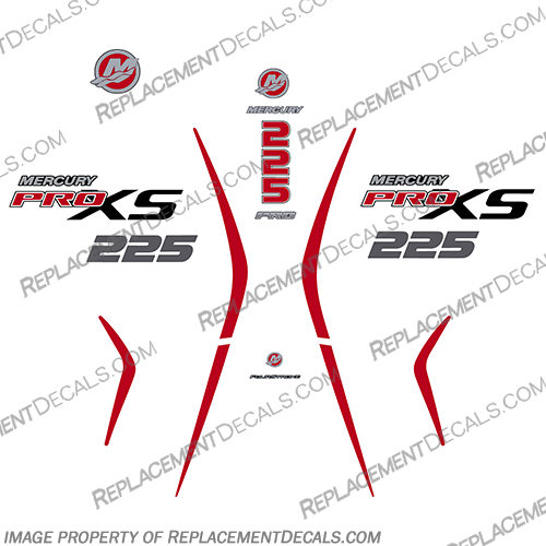 Mercury 225 PROXS New 2018 and up mercury, 250, proxs, pro, xs, new, 2018, 2019, 2020, 2021, 2022, red, black, outboard, decals, stickers, engine, boat, 200, 200hp, 250hp, 225, 225hp