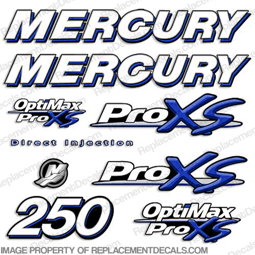 Mercury 250hp ProXS Decal Kit - Blue pro xs, optimax proxs, optimax pro xs, optimax pro-xs, pro-xs, 250 hp, INCR10Aug2021