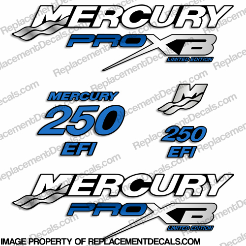 Mercury 250hp Pro XB Limited Edition Decals (Blue) INCR10Aug2021