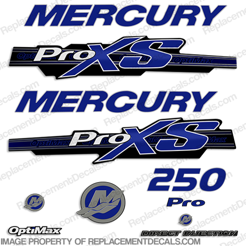 Mercury 250hp ProXS 2013+ Style Decals - Blue pro xs, optimax proxs, optimax pro xs, optimax pro-xs, pro-xs, 250 hp, INCR10Aug2021