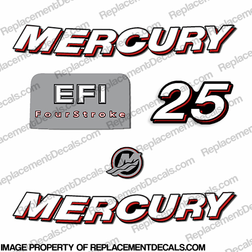 Mercury 25hp FourStroke EFI Decal Kit - 2006 INCR10Aug2021