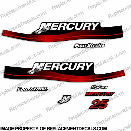 Mercury 25hp Four Stroke Decal Kit (Red) 1999-2006 INCR10Aug2021