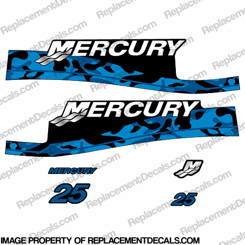 Mercury 25hp Decal Kit - Custom Color Blue Camo INCR10Aug2021