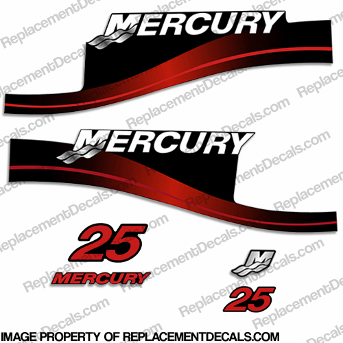 Mercury 25hp 2-Stroke Decal Kit - 1999-2004 (Red) INCR10Aug2021
