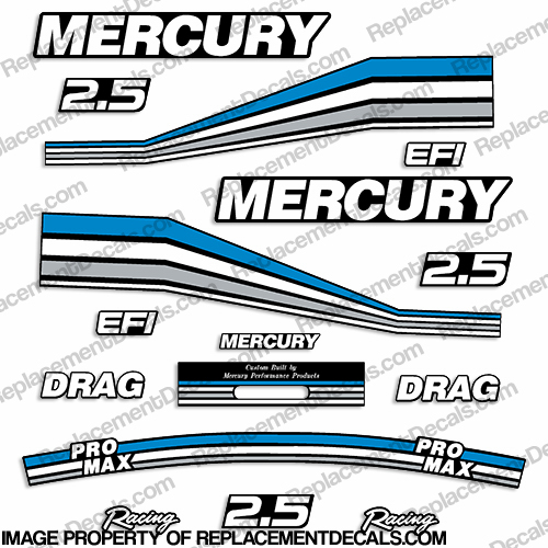 Mercury 260hp 2.5L Racing Partial Decals - Custom Blue/Silver INCR10Aug2021